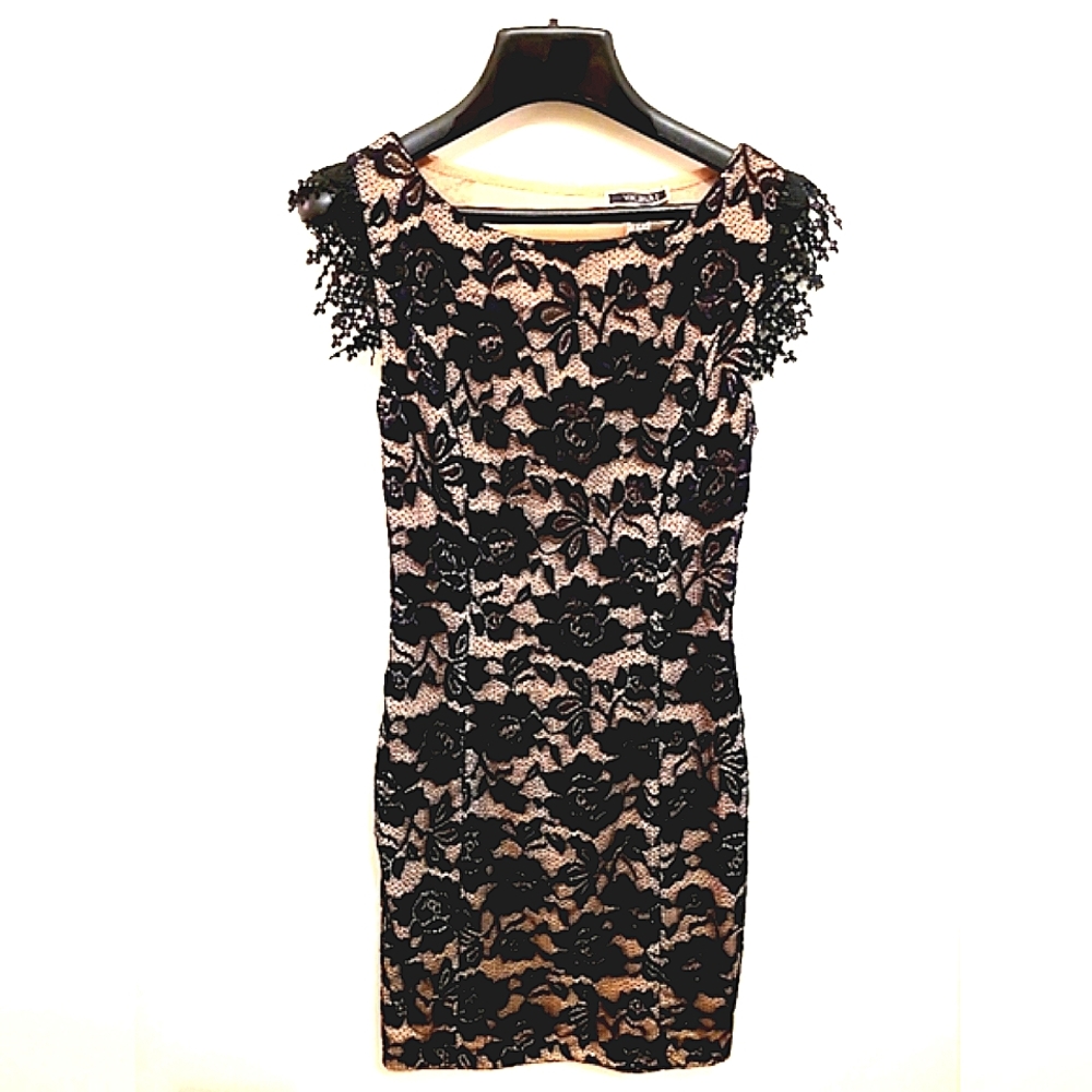 Nikibiki Black Lace Overlay Cap Sleeve Dress